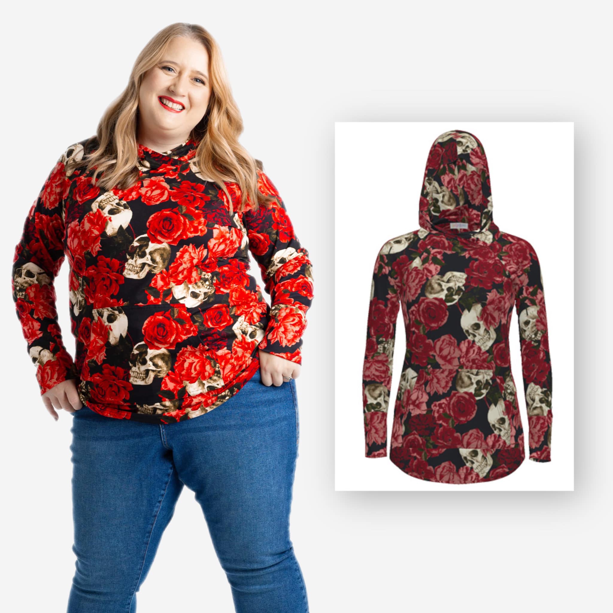 SMALL SKULLS & ROSES AMBER HOODIE deals BY LULAROE BNWT