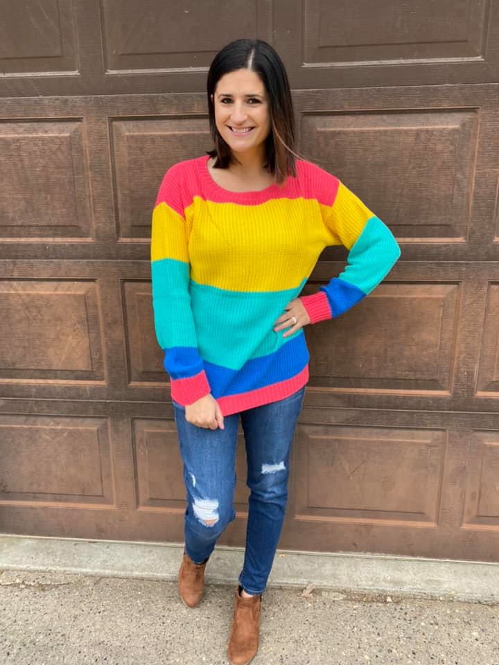 MARIAH SWEATER - HAPPY MULTI-STRIPE