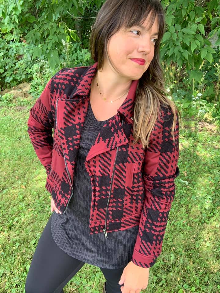 MOTO JACKET - RED & BLACK PLAID