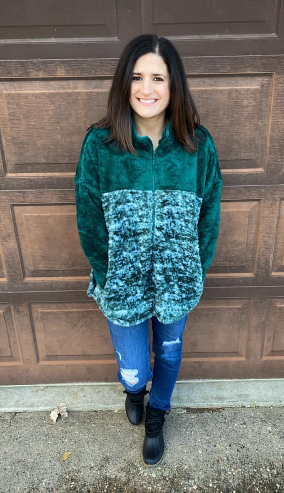 NANCY HALF ZIP PULLOVER - WINTERGREEN