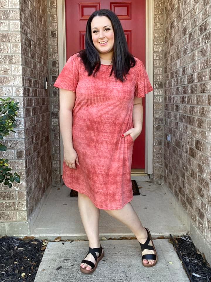 Roselyn Flutter Sleeve Dress - RUST RED