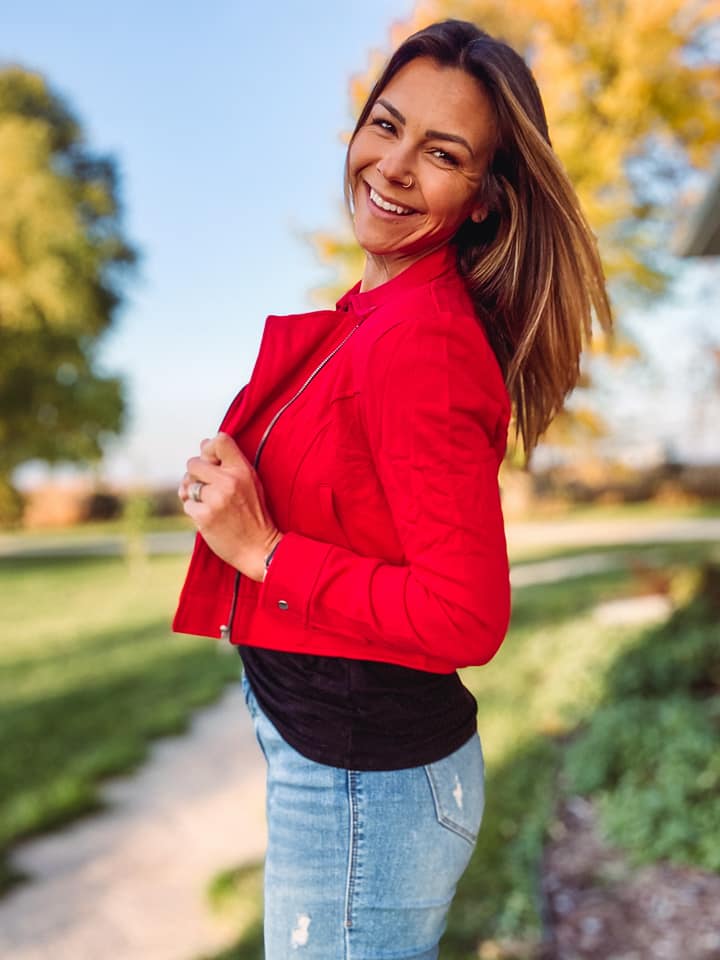 MOTO JACKET BRIGHT RED