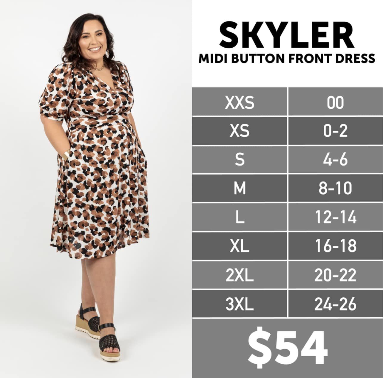 SKYLER Midi Button Front Dress