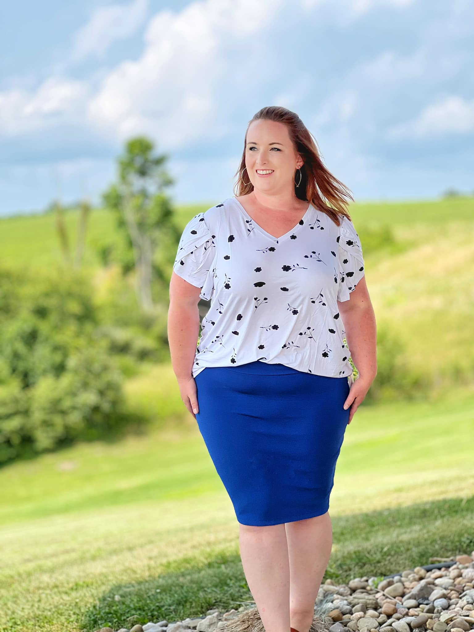 CASSIE PENCIL SKIRT -  CERULEAN BLUE