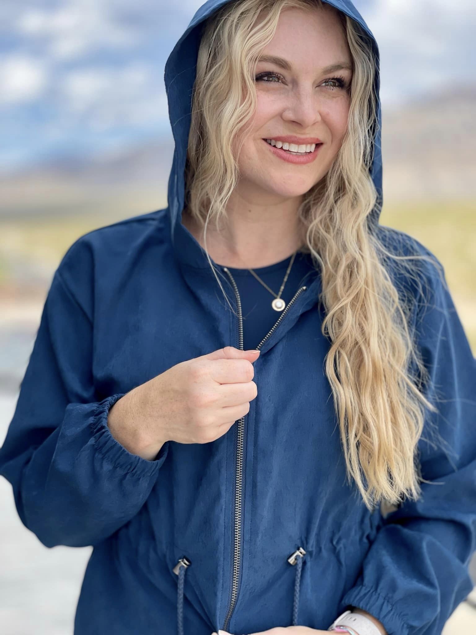 JACKIE HOODED JACKET NAVY BLUE