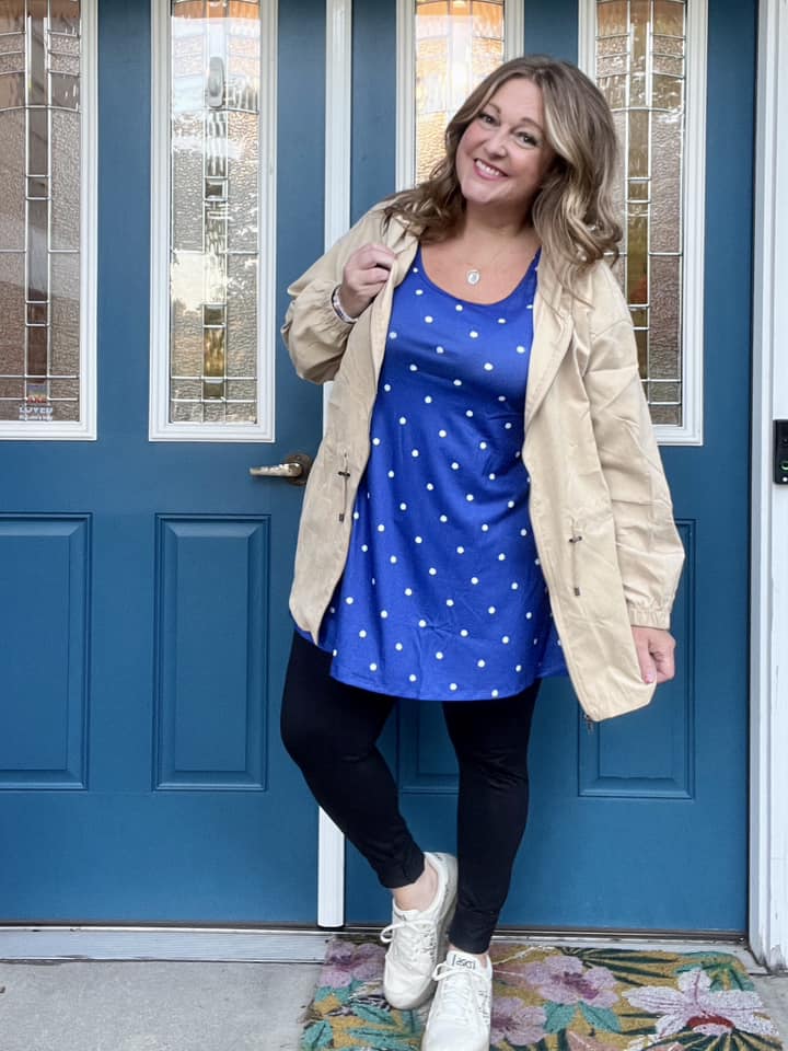 PERFECT TEE - ROYAL BLUE W/POLKADOTS