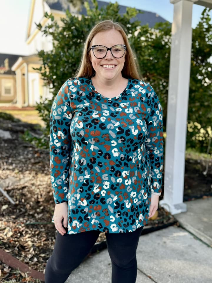 ELIZABETH TUNIC - TEAL CHEETAH