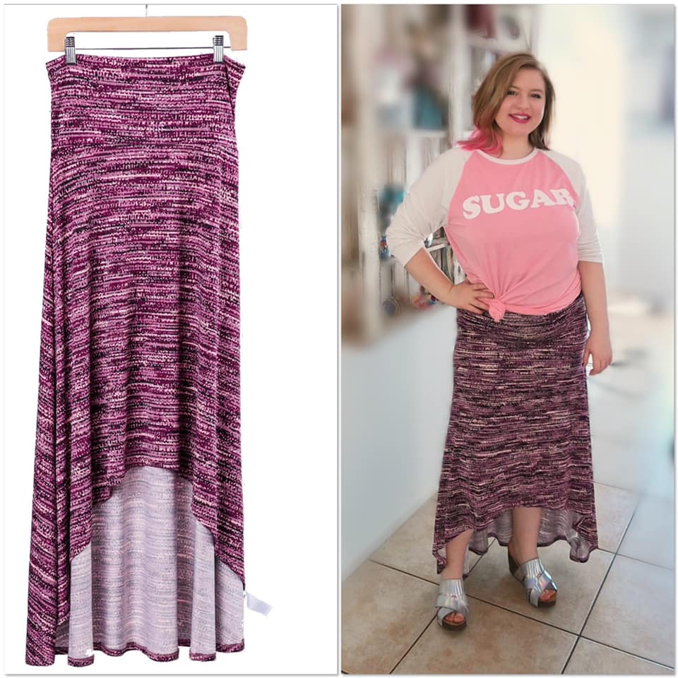 OLIVIA HIGH-LOW MAXI SKIRT - PINK STATIC