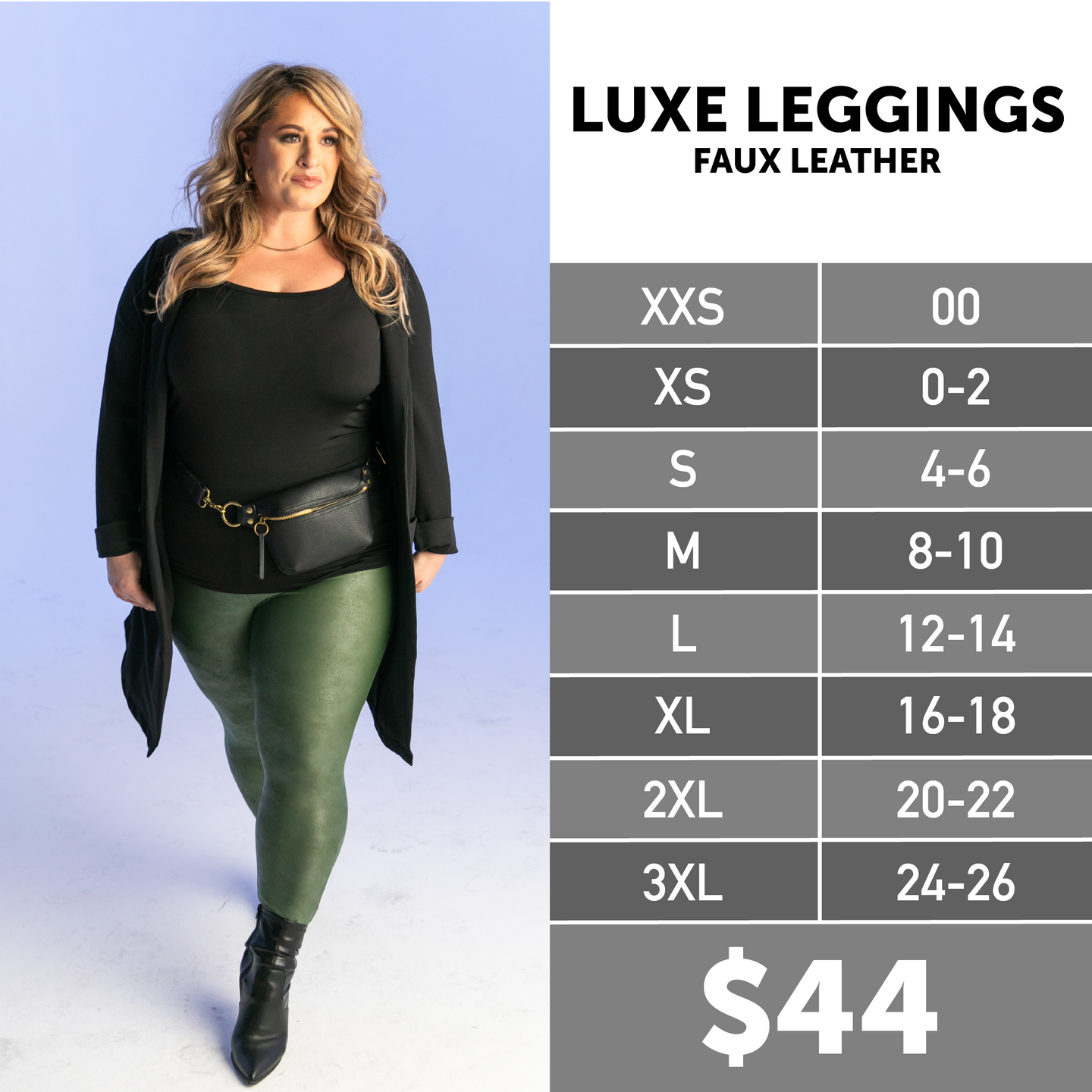 LUXE LEGGINGS FAUX LEATHER - OLIVE